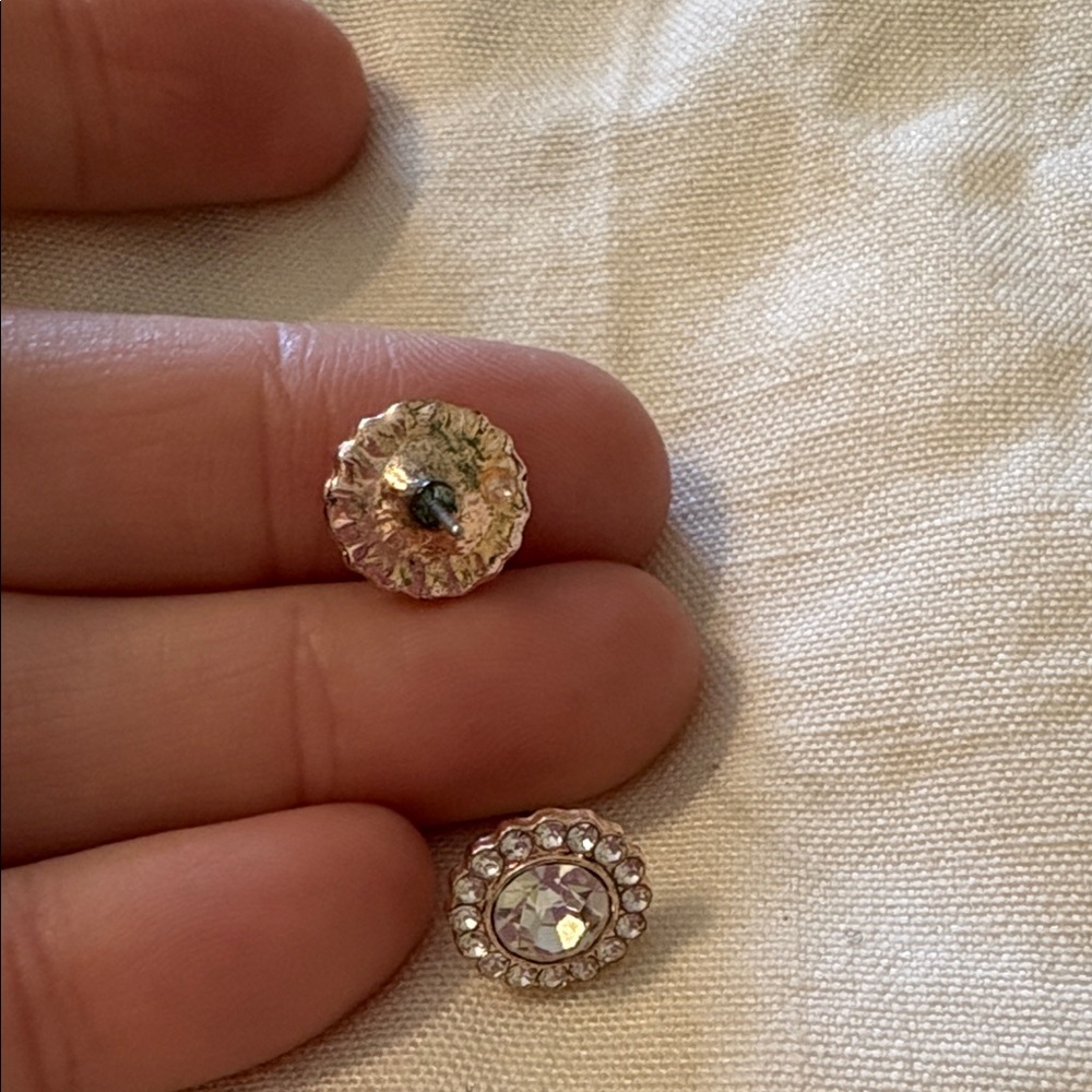Crystal Ice and Rose Gold Halo Earrings by Touchstone Crystal…retired - Picture 3 of 3